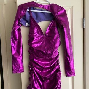 MATALLIC PINK DRESS WITH SHOULDER SHRUG